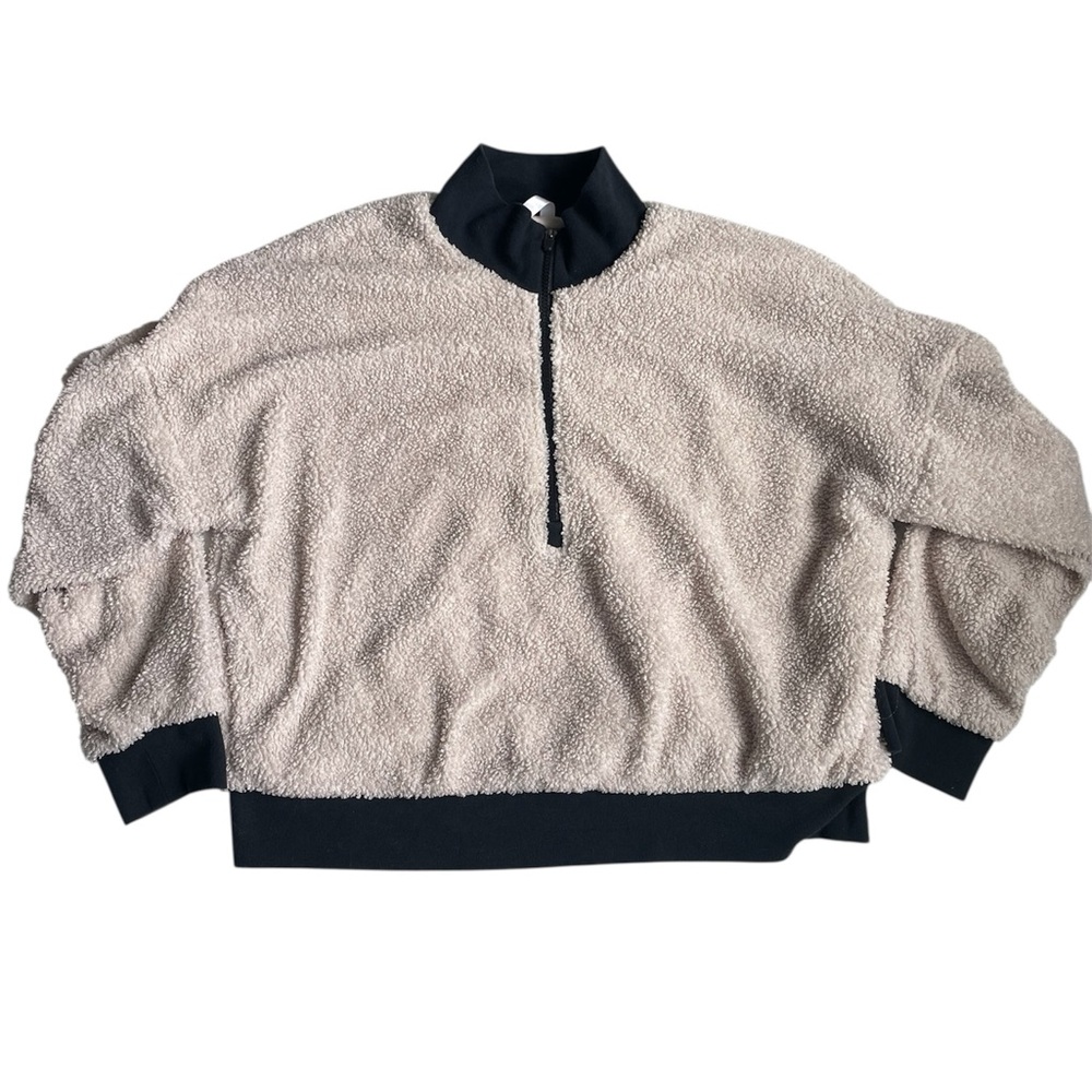 Fabletics Cream and Black Zip Up Jacket